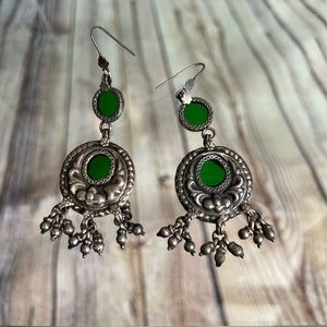 Green Glass Earings East Indian Style